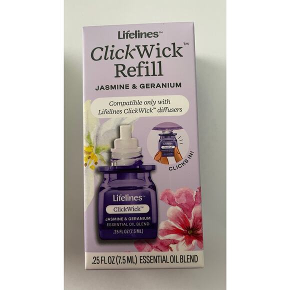 Lifelines ClickWick Refill in Jasmine & Geranium essential oil blend fragrance. - Picture 1 of 4